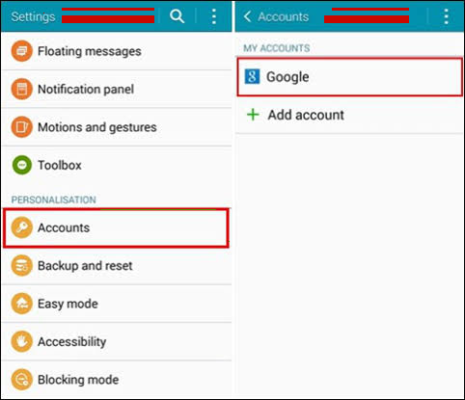 remove google account for android